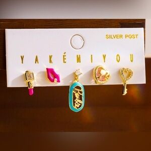 14K Gold Plated Barbie Theme Earrings Stud Mismatched Set